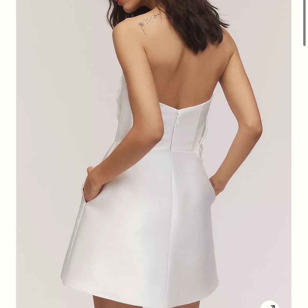 Strapless White Floral Appliqué Gown - Picture 2 of 3